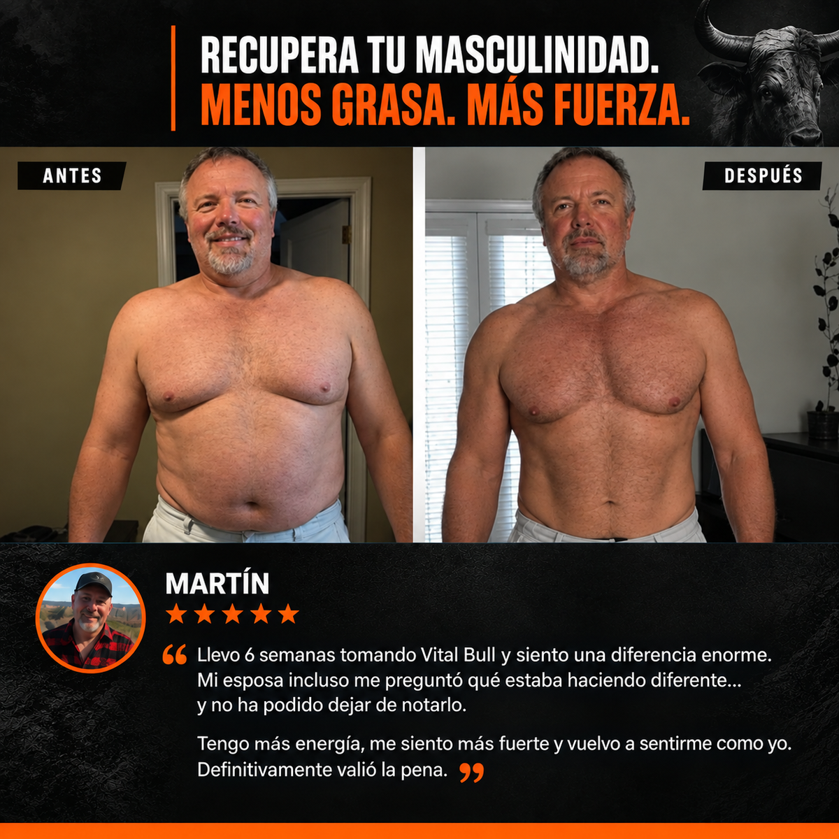Vital Bull® Recupera tu masculinidad y Elimina la Panza Cervecera.